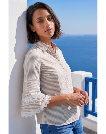Roman Dusk Stripe Frill Blouse