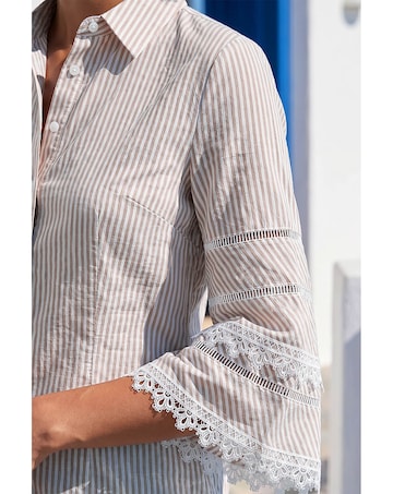 Roman Dusk Stripe Frill Blouse