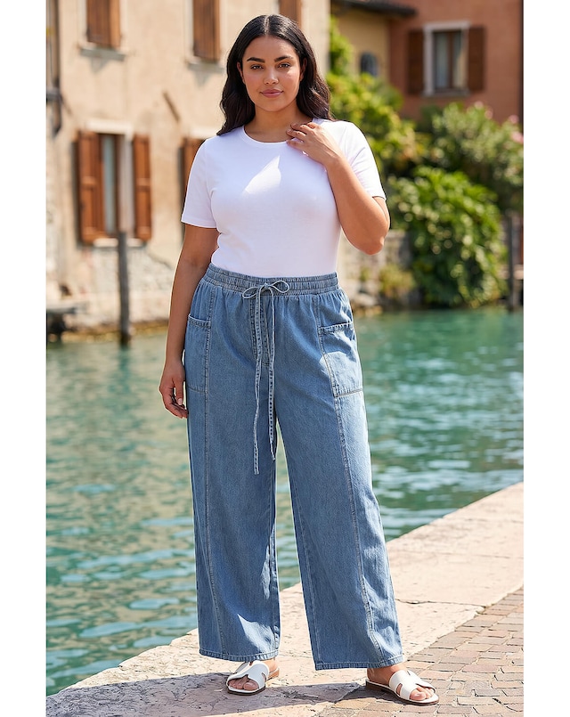 Roman Curve Tie Waist Pocket Trouser
