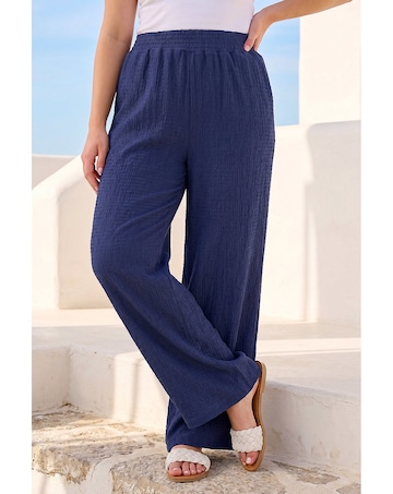 Roman Curve Textured Wide Leg Trousers