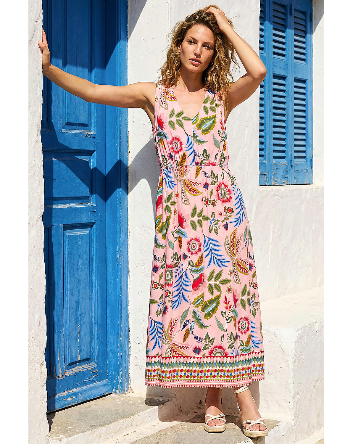 Roman Tropical Floral Midi Dress