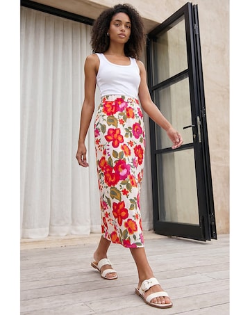 Roman Dusk Floral A-Line Midi Skirt