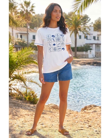 Roman Textured Shell Print T-Shirt