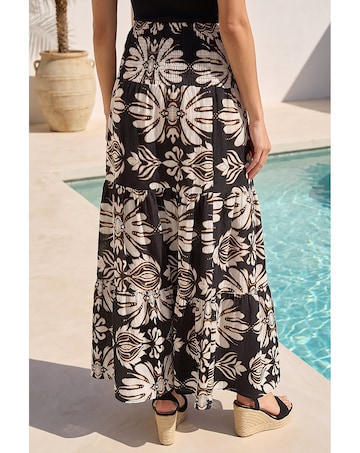 Roman Printed Tiered Shirred Maxi Skirt