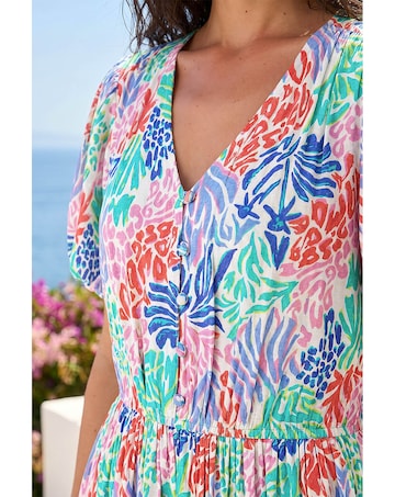 Roman Abstract Print Button Midi Dress