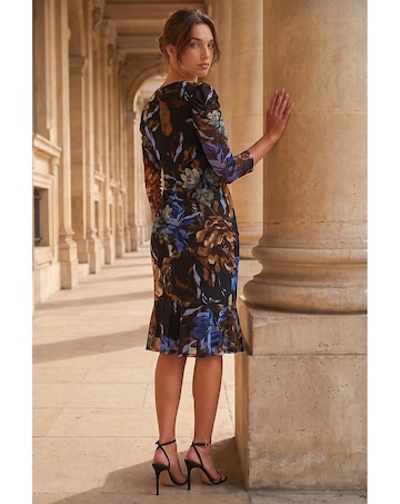 Roman Petite Mesh Ruched Dress