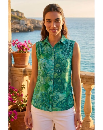 Roman Floral Print Jacquard Blouse