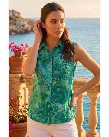Roman Floral Print Jacquard Blouse