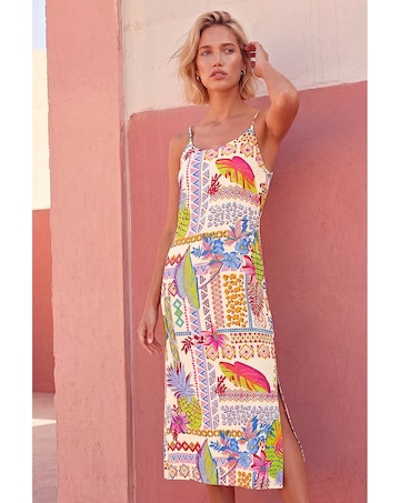 Roman Pineapple Print Strappy Midi Dress