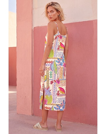 Roman Pineapple Print Strappy Midi Dress