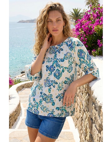 Roman Floral Foil Print Top