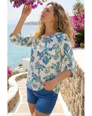 Roman Floral Foil Print Top