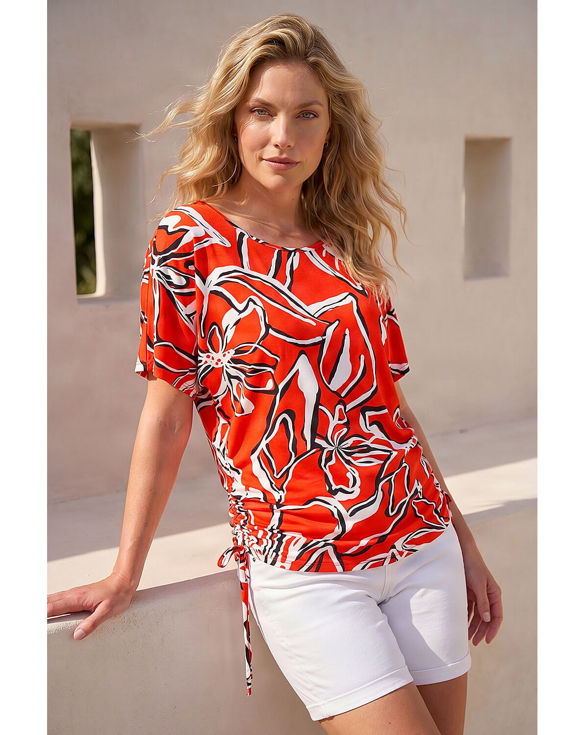 Roman Printed Ruched Top