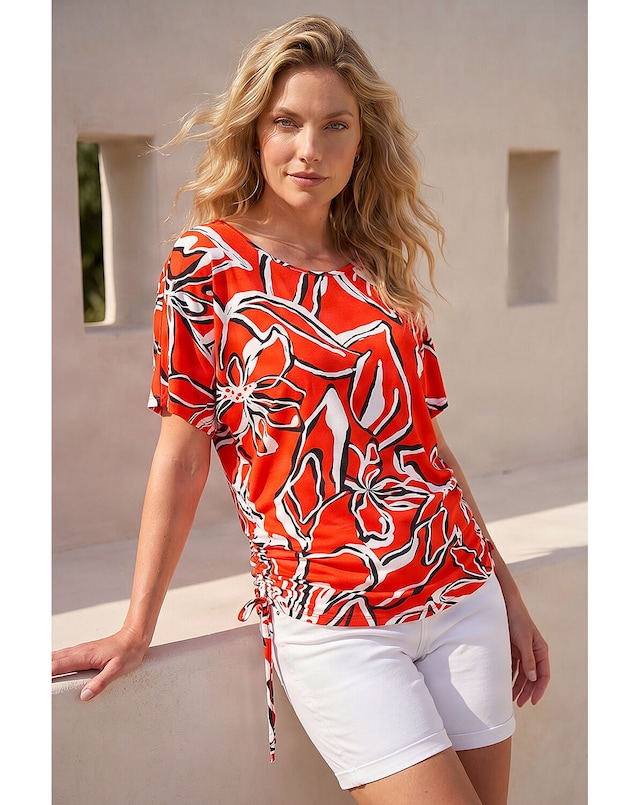 Roman Printed Ruched Top