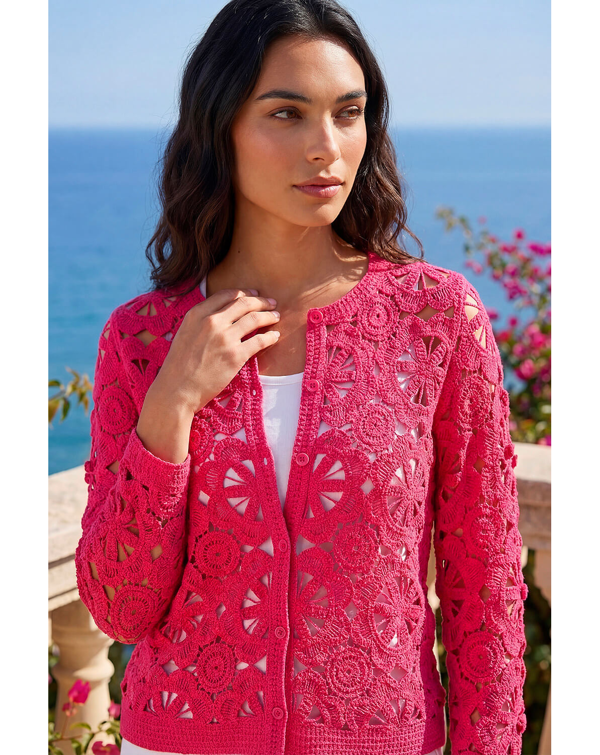Roman Crochet Knit Cardigan