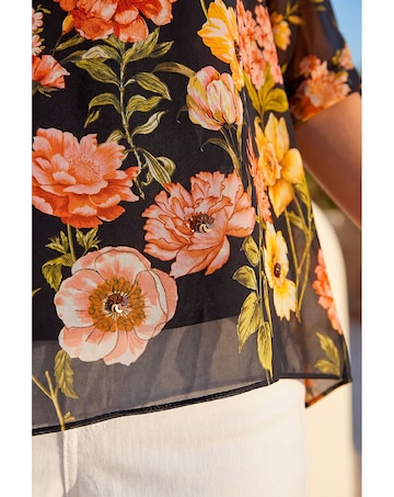 Roman Floral Print Sequin Tunic Top