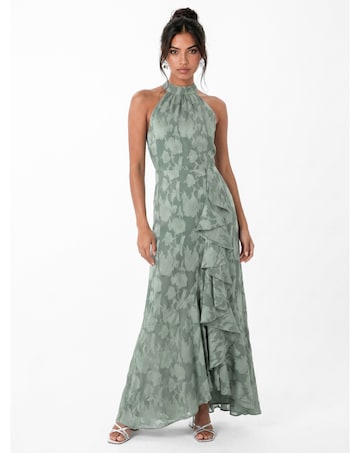 Anaya Floral Burnout Halter Neck Dress