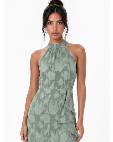 Anaya Floral Burnout Halter Neck Dress