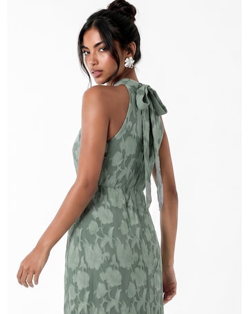 Anaya Floral Burnout Halter Neck Dress