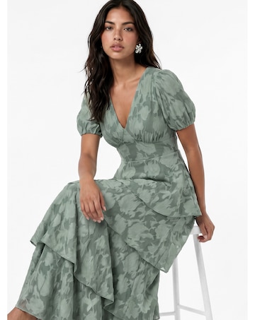 Anaya Floral Burnout Tiered Maxi Dress