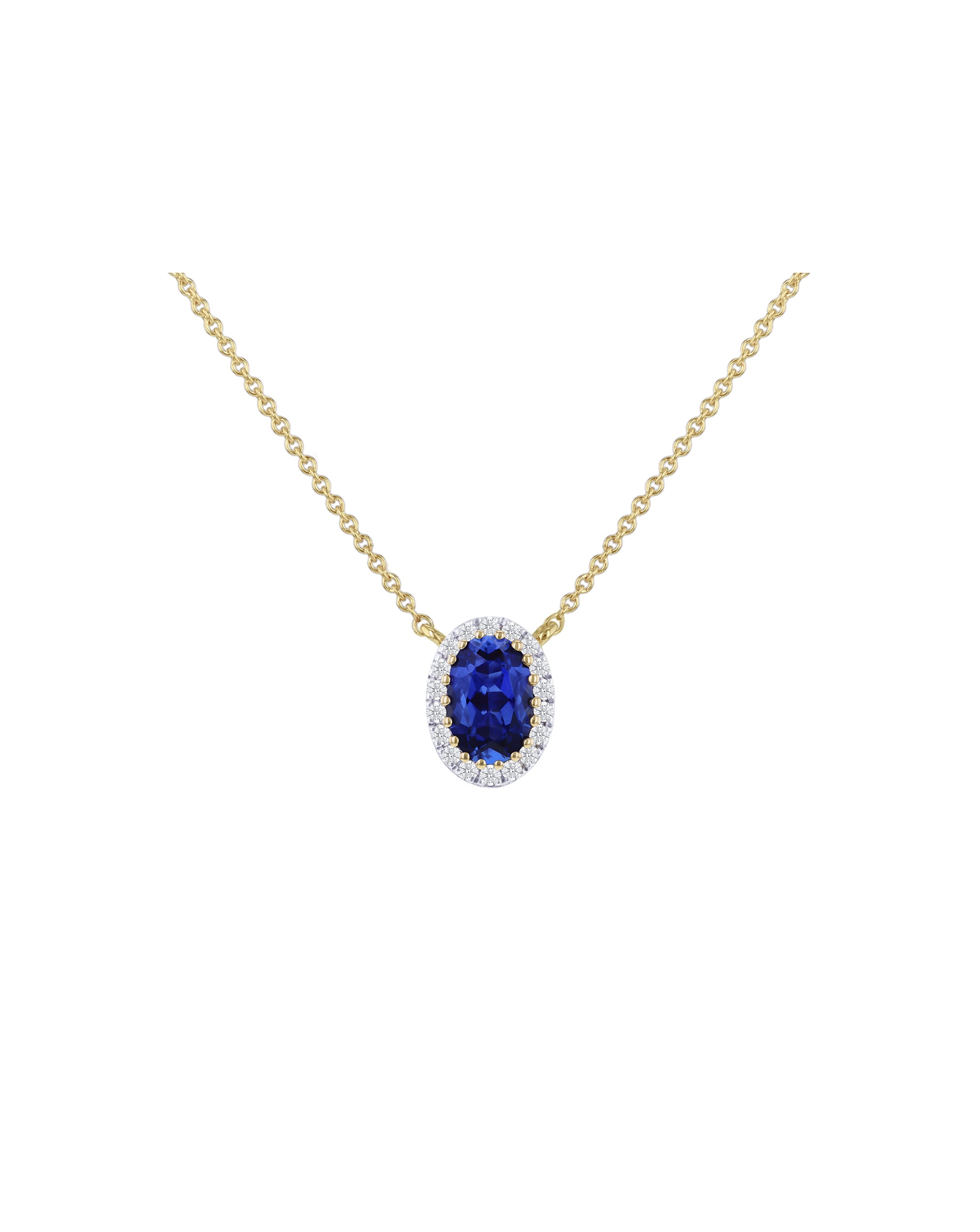 9ct Yellow Gold Lab Diamond Sapphire Nkl