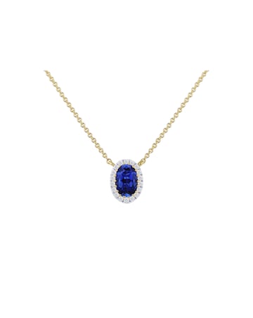 9ct Yellow Gold Lab Diamond Sapphire Nkl
