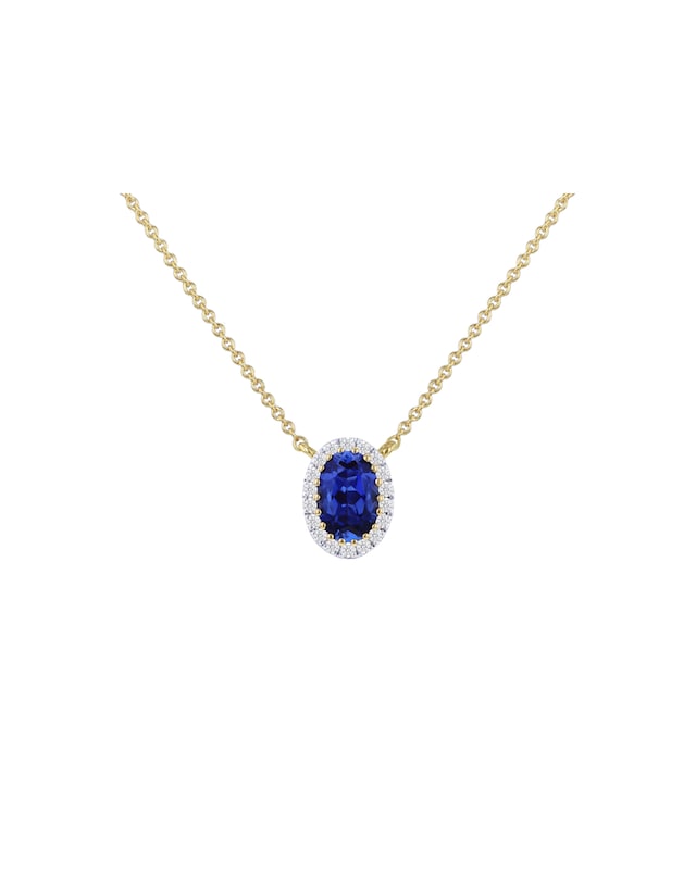 9ct Yellow Gold Lab Diamond Sapphire Nkl