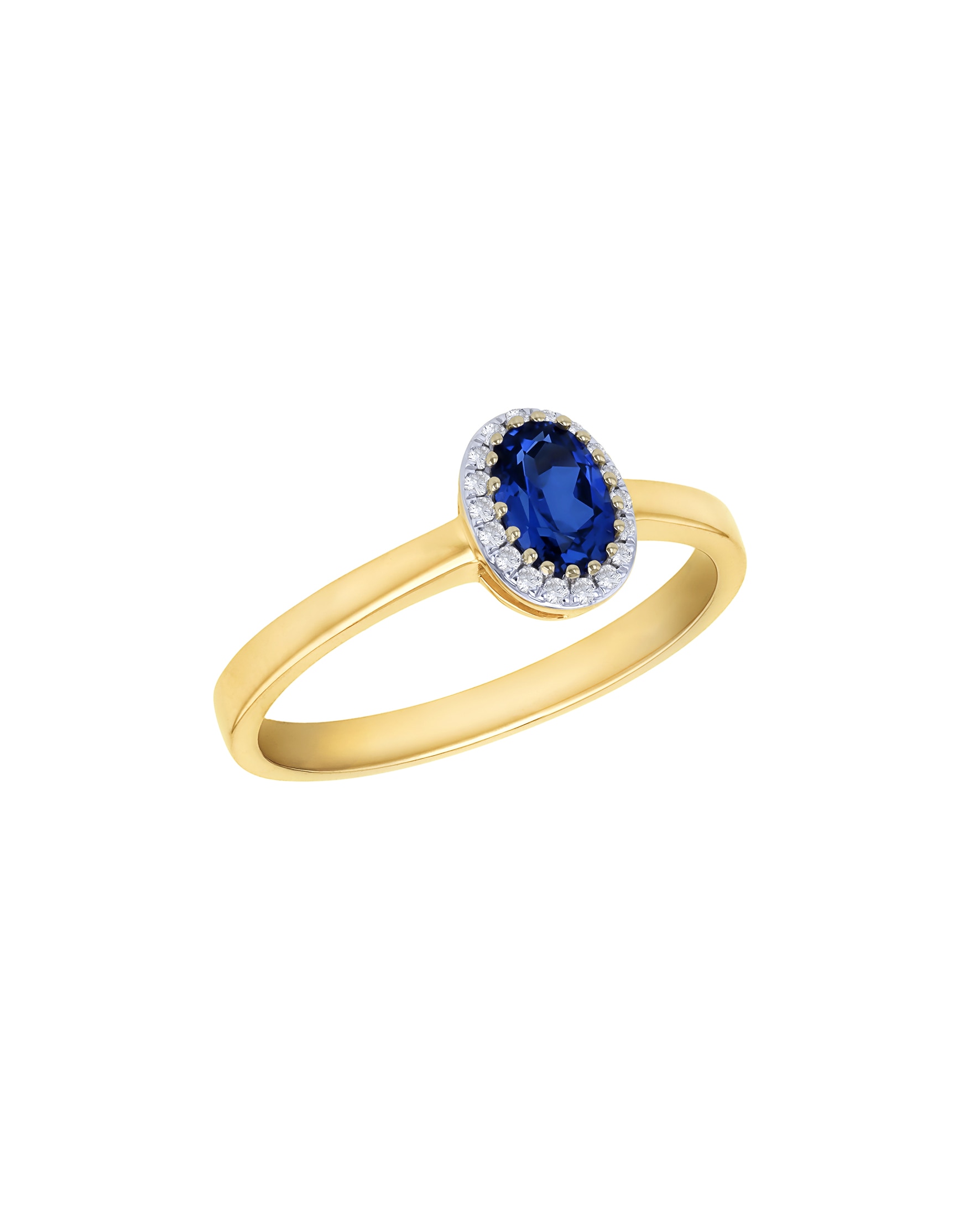 9ct YellowGold Lab Diamond Sapphire Ring