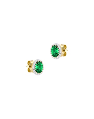 9ct Yellow Gold Lab Diamond Emerald Er