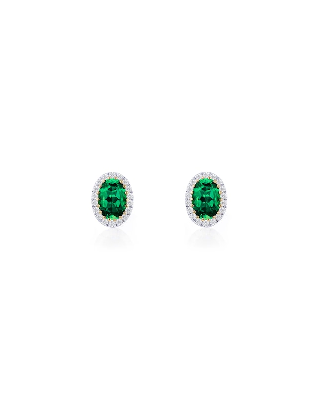 9ct Yellow Gold Lab Diamond Emerald Er