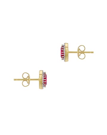 9ct Yellow Gold Lab Diamond Ruby Earring