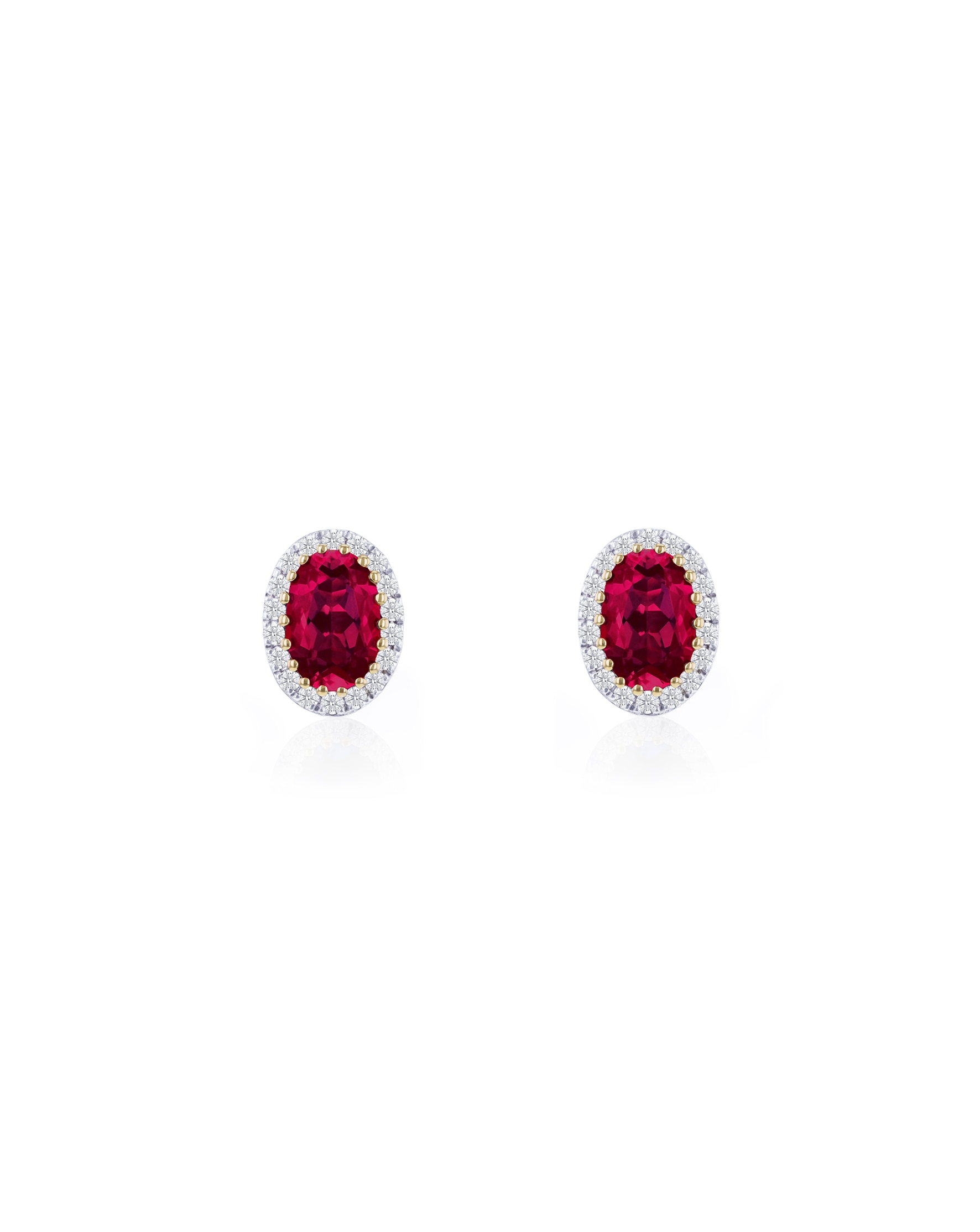 9ct Yellow Gold Lab Diamond Ruby Earring