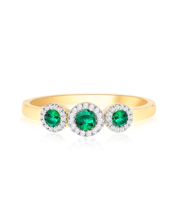9ct Yellow Gold Lab Diamond Emerald Ring