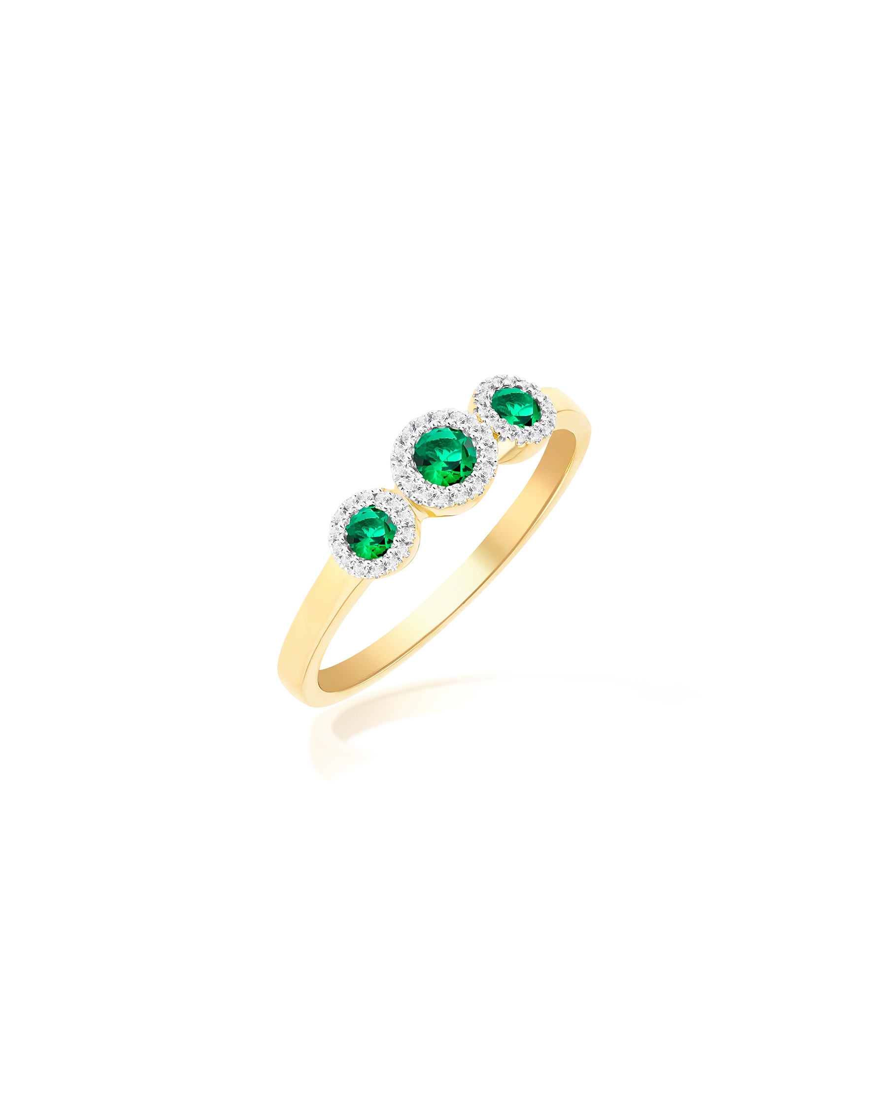 9ct Yellow Gold Lab Diamond Emerald Ring