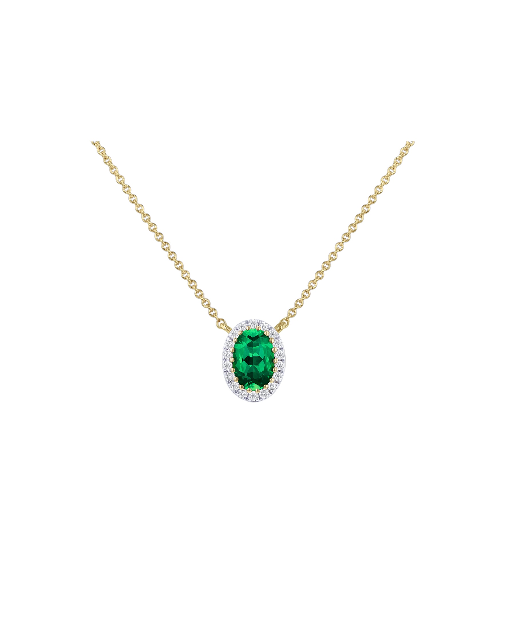 9ct Yellow Gold Lab Diamond Emerald Nkl