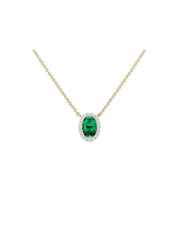 9ct Yellow Gold Lab Diamond Emerald Nkl
