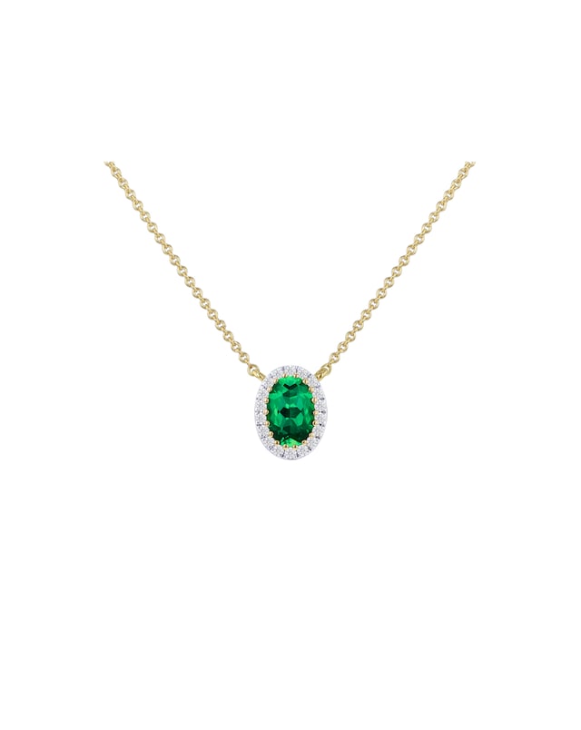 9ct Yellow Gold Lab Diamond Emerald Nkl