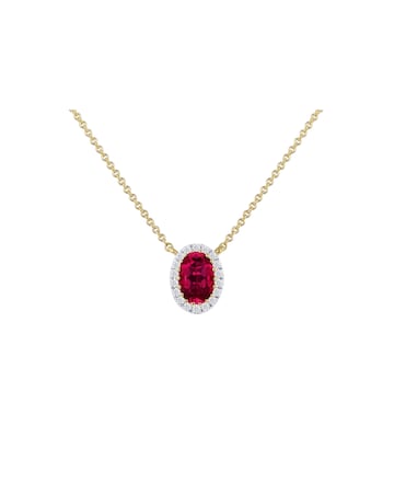9ct Yellow Gold Lab Diamond Ruby Neclace