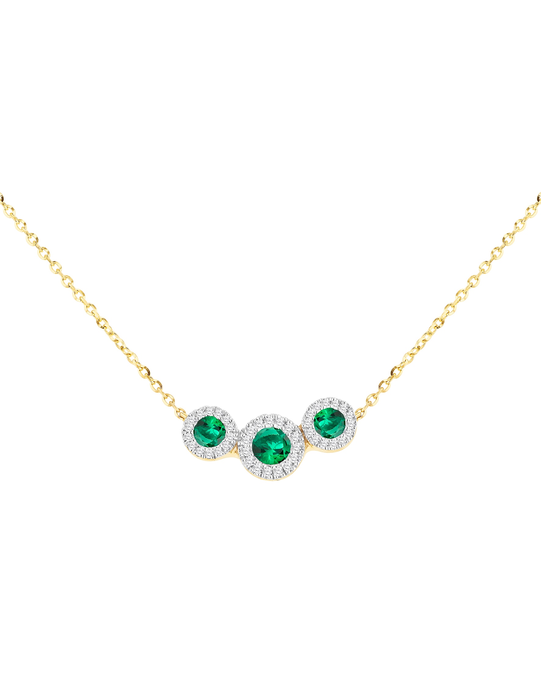 9ct Yellow Gold Lab Diamond Emerald Nkl