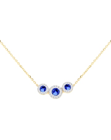 9ct Yellow Gold Lab Diamond Sapphire Nkl