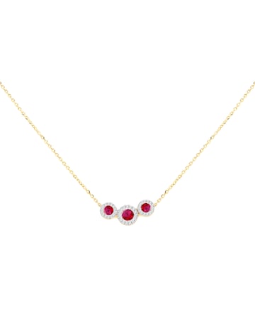 9ct Yellow Gold Lab Diamond Ruby Neclace