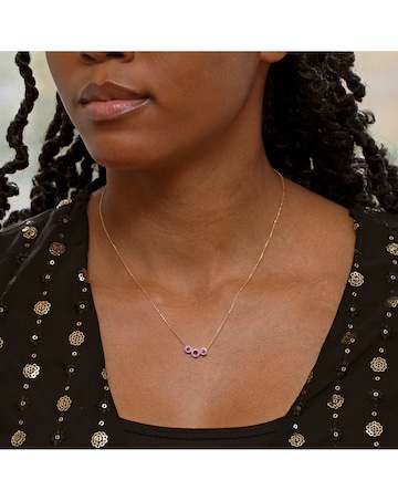 9ct Yellow Gold Lab Diamond Ruby Neclace