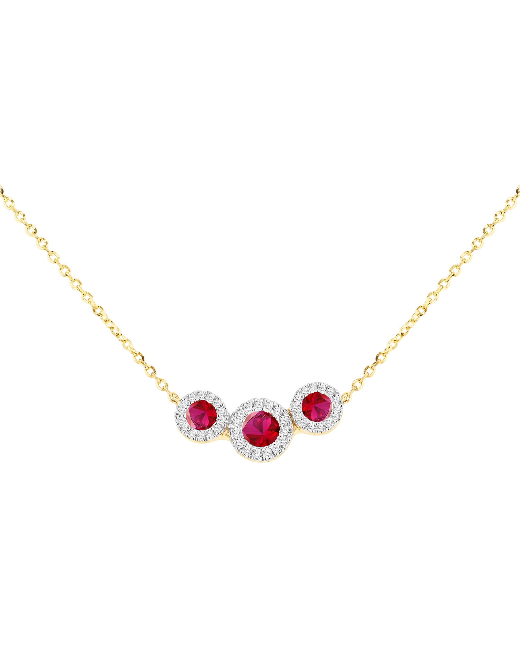 9ct Yellow Gold Lab Diamond Ruby Neclace