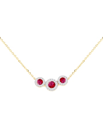 9ct Yellow Gold Lab Diamond Ruby Neclace