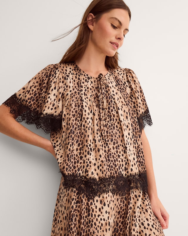 Monsoon Babette Leopard Print Lace Top