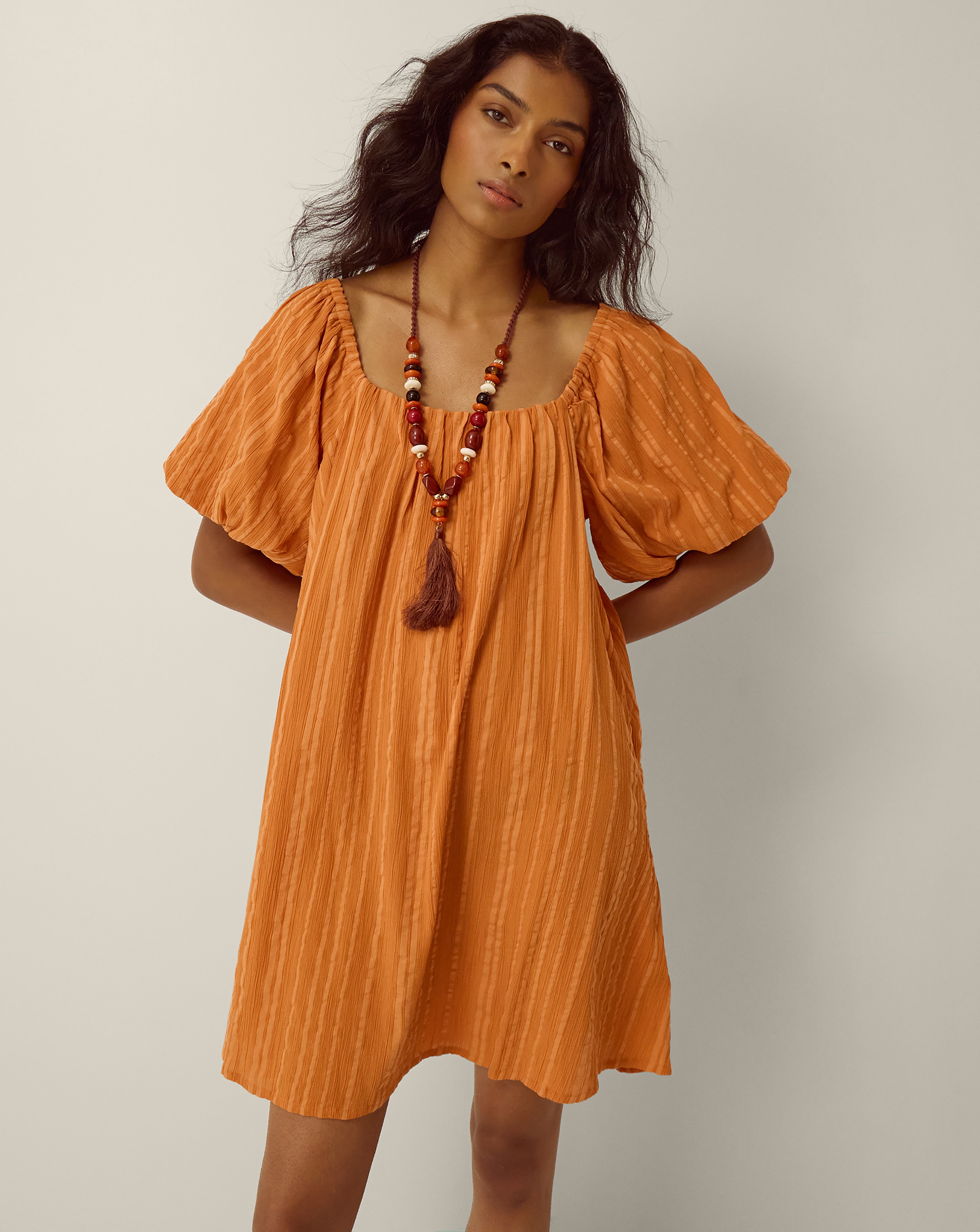 Monsoon Yara Puff Sleeve Mini Dress