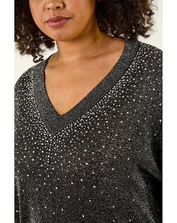 Roman Curve Sparkly Knit Top
