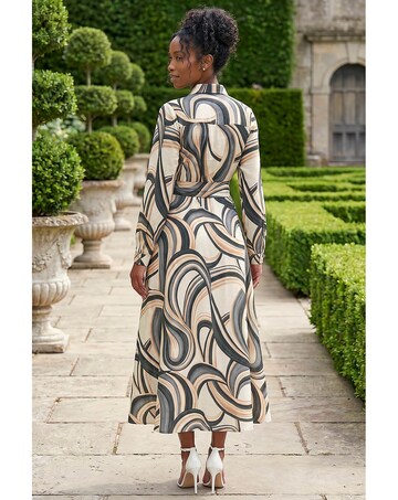 Roman Abstract Buttoned Shirt Dress