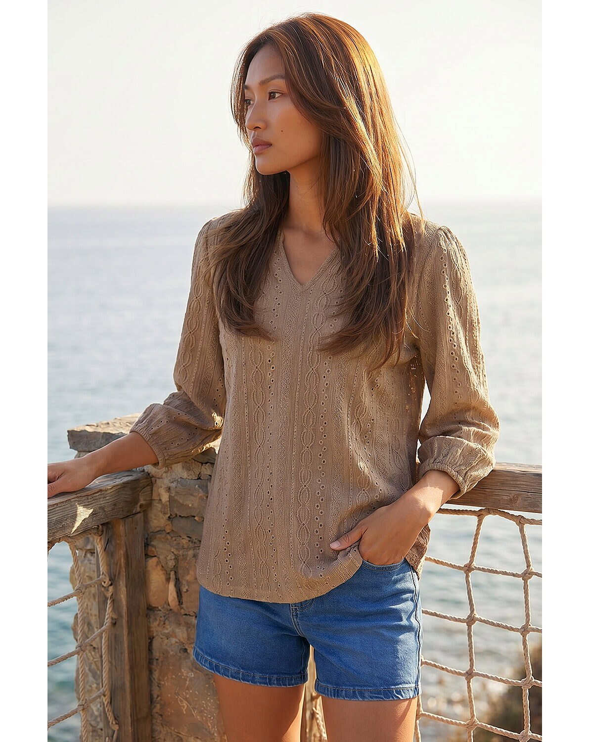 Roman Broderie Detail Tunic Top