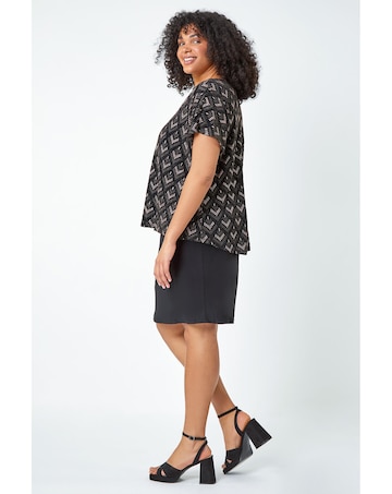 Roman Curve Glitter Stretch Shift Dress
